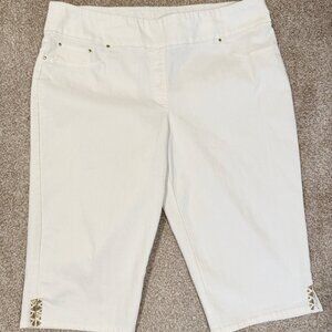 Vintage Women's Plus Size 20 Ruby Road Cream Stretch Pull On Capri's Pants
